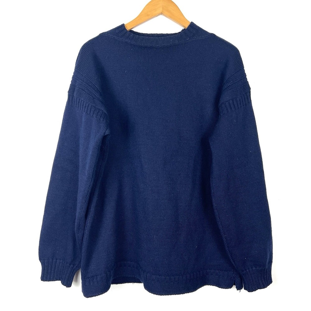 Summit Sports Navy Blue 100% New Wool Sweater Vintage Womens XL Made‎ in UK